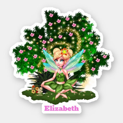 Fairy magic cherry blossom DIY fairy tale name  Sticker
