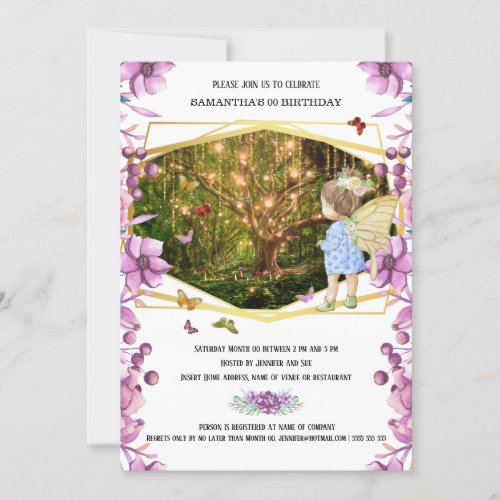 Fairy magic enchanted firefly garden butterfly invitation