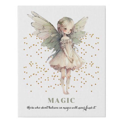 Fairy Magic Quote Faux Wrapped Canvas Print