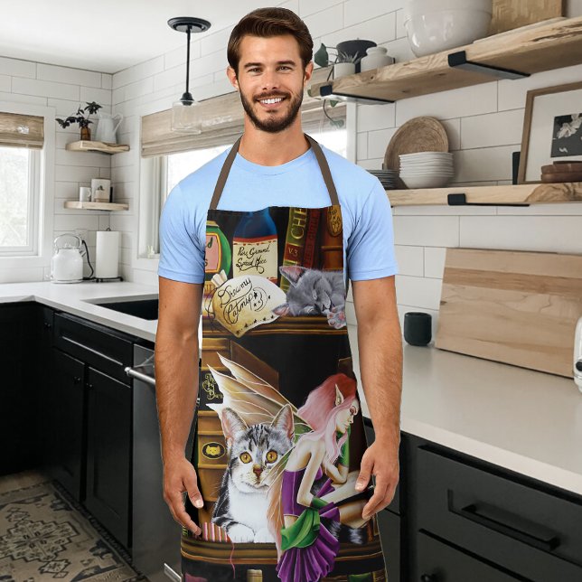 Fairy Magical Cats Enchanted Library Books Apron (Creator Uploaded)