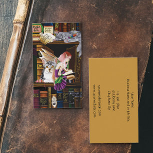 Fairy Magical Cats Enchanted Library Books Business Card