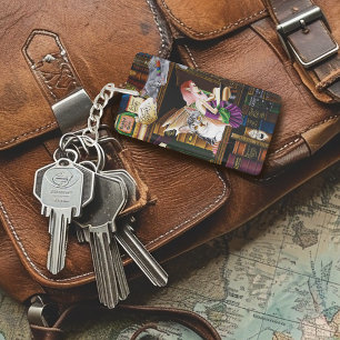 Fairy Magical Cats Enchanted Library Books Keychain