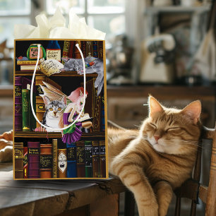 Fairy Magical Cats Enchanted Library Books Medium Gift Bag