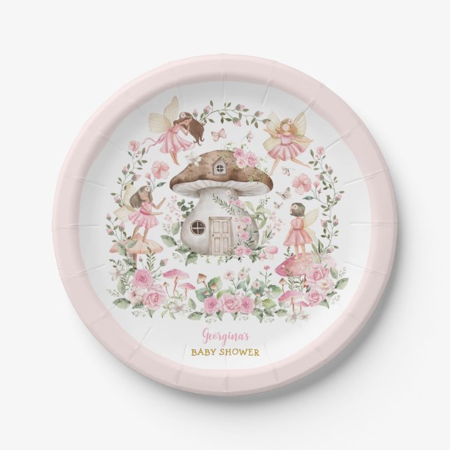 Fairy Magical Forest Garden Girl Baby Shower Paper Plates (Front)