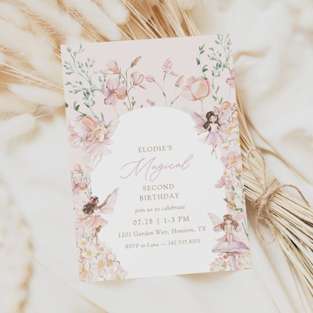 Fairy Magical Pink Floral Girls Birthday Invitation (Creator Uploaded)