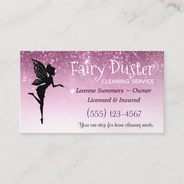 Fairy Maid House Cleaning Service Business Card (Front)