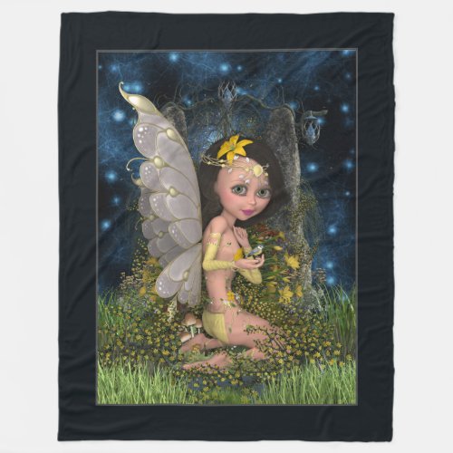 Fairy Marigold Fleece Blanket