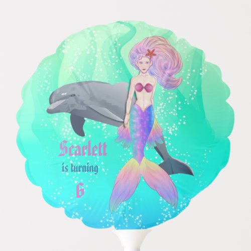 Fairy Mermaid with Rainbow Hair and Tail Balloon