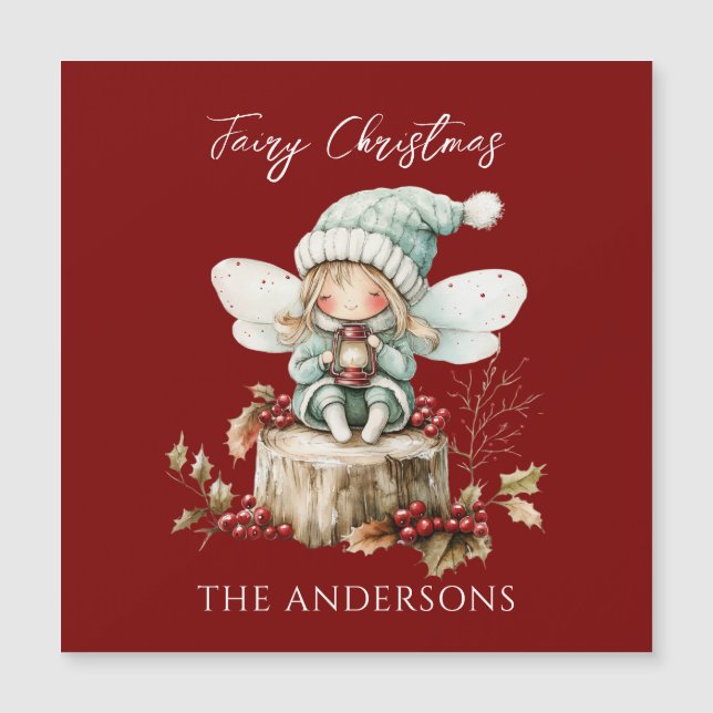 Fairy Merry Christmas Magnetic Christmas Card (Front)