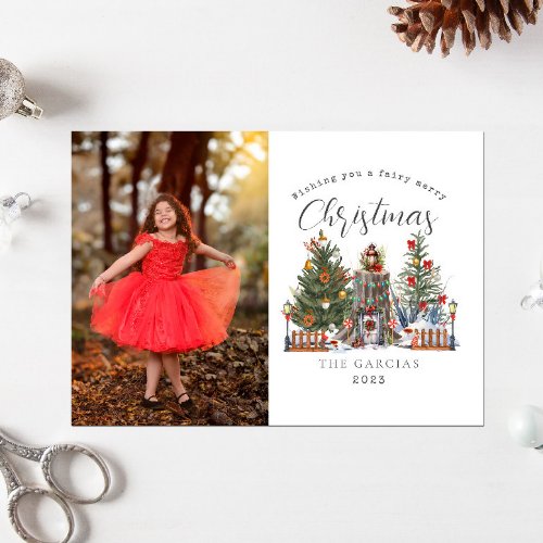 Fairy Merry Christmas Woodland Forest Photo Holiday Card