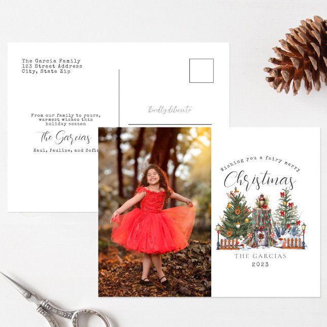Fairy Merry Christmas Woodland Forest Photo Holiday Postcard (Creator Uploaded)