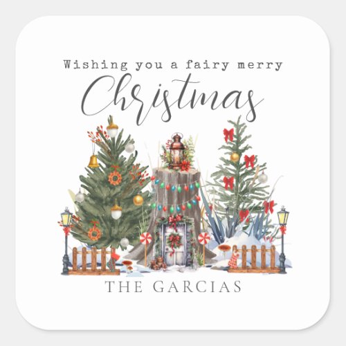 Fairy Merry Christmas Woodland Forest  Square Sticker