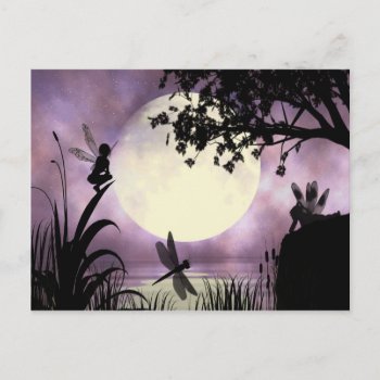 Fairy Moonlit Pond Postcard by RenderlyYours at Zazzle