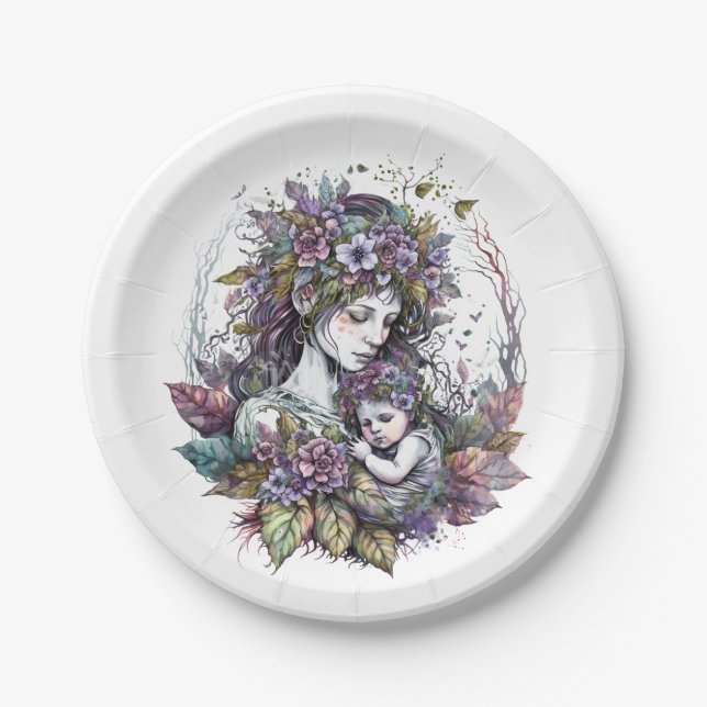 Fairy Mother and Child   Paper Plates (Front)