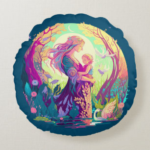 Fairy Mother Round Pillow