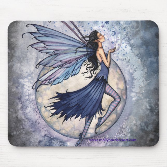 Fairy Mousepad, Midnight Blue by Molly Harrison Mouse Pad (Front)