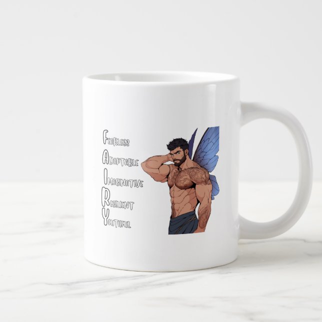 FAIRY,  Muscular Male Fairy Acrostic Mug (Right)
