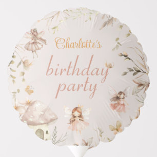 Fairy Mushroom Cottage Boho Watercolor Birthday Balloon