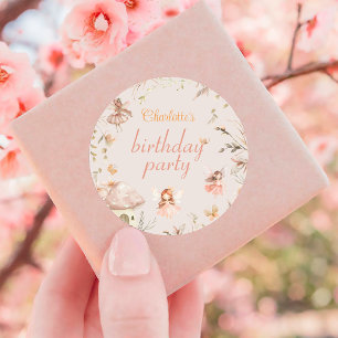 Fairy Mushroom Cottage Boho Watercolor Birthday Classic Round Sticker