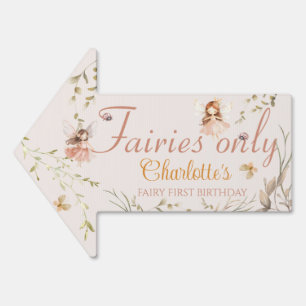 Fairy Mushroom Cottage Boho Watercolor Birthday Sign