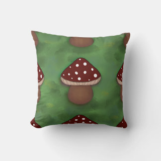 Fairy Mushroom Cushion - green and red