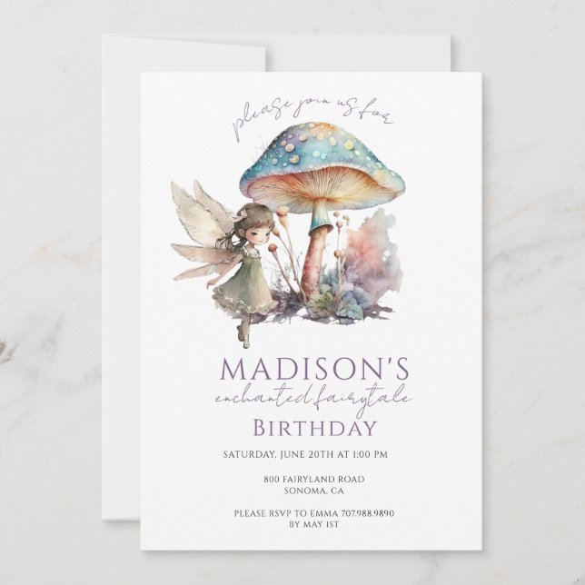 Fairy Mushroom Invitation (Front)