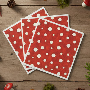 Fairy Mushroom Red and White Polka Dot Pattern  Napkins