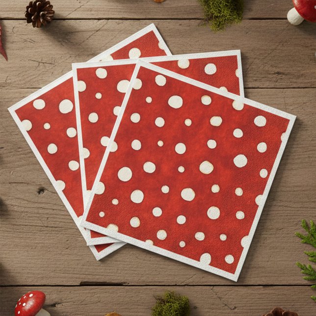 Fairy Mushroom Red and White Polka Dot Pattern  Napkins (Fairy Mushroom Red and White Polka Dot Pattern Napkins)