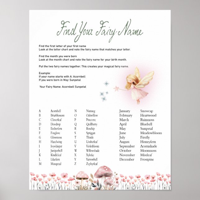Fairy Name - Fairy First Birthday Poster (Front)