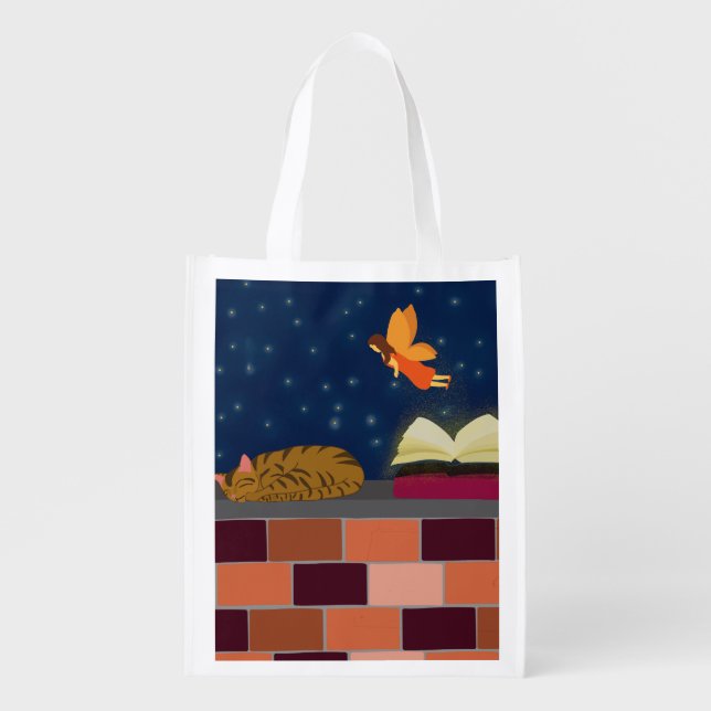 Fairy Night Sky Reusable Grocery Bag – Bookish Fan (Front)
