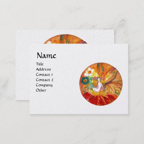FAIRY OF  FLOWERS  Fantasy Red Yellow White Pearl Business Card