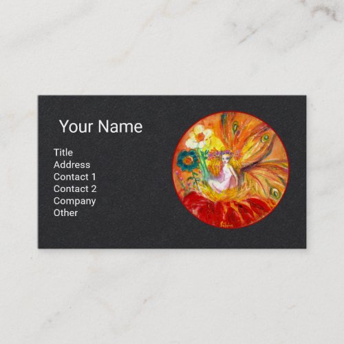 FAIRY OF FLOWERS  MONOGRAM Red Yelllow Black Paper Business Card