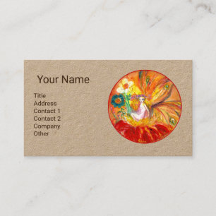 FAIRY OF FLOWERS  MONOGRAM Red Yelllow Kraft Paper Business Card