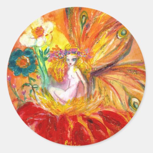 FAIRY OF THE FLOWER CLASSIC ROUND STICKER