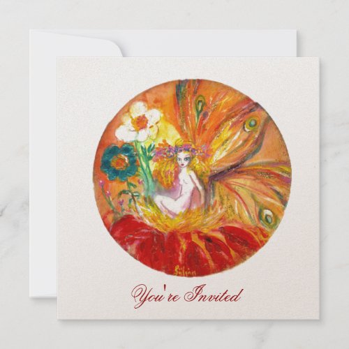 FAIRY OF THE FLOWERS champagne metallic red yellow Invitation