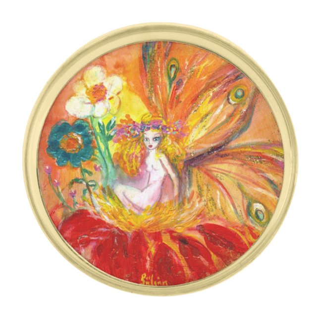 FAIRY OF THE FLOWERS GOLD FINISH LAPEL PIN (Front)