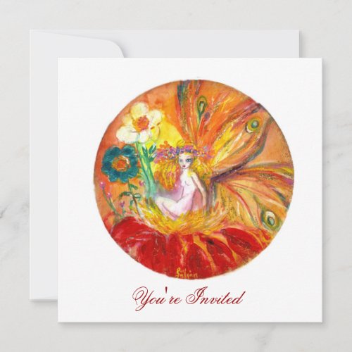 FAIRY OF THE FLOWERS red blue yellow white Invitation