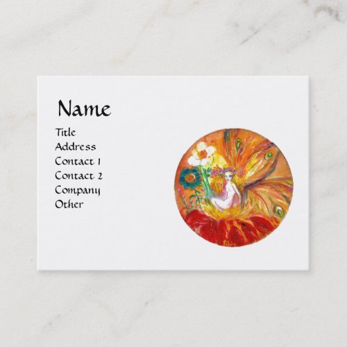 FAIRY OF THE FLOWERS  Red Yellow White Fantasy Business Card