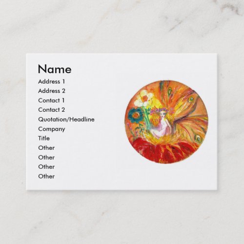 FAIRY OF THE  FLOWERS  Red Yellow White Fantasy Business Card