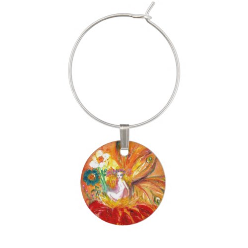 FAIRY OF THE FLOWERS Red Yellow Wine Charm