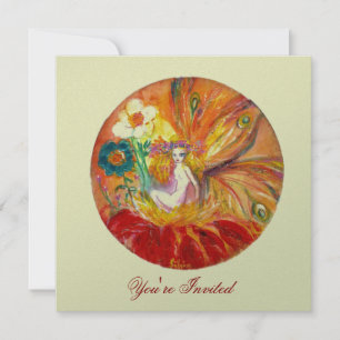 FAIRY OF THE FLOWERS silver metallic ,red yellow Invitation