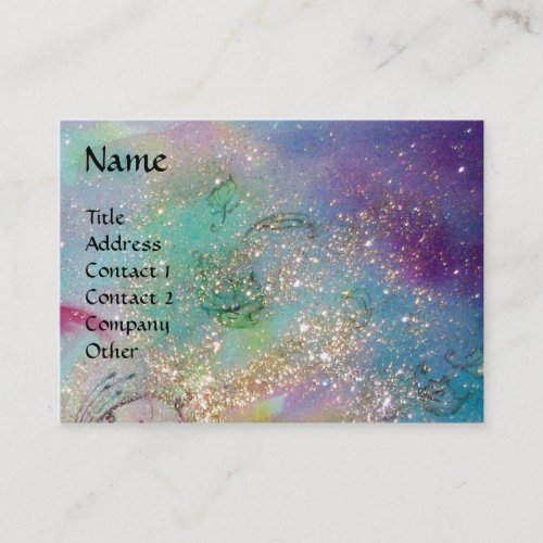 FAIRY OF THE FLOWERS Teal Blue Green Gold Sparkles Business Card