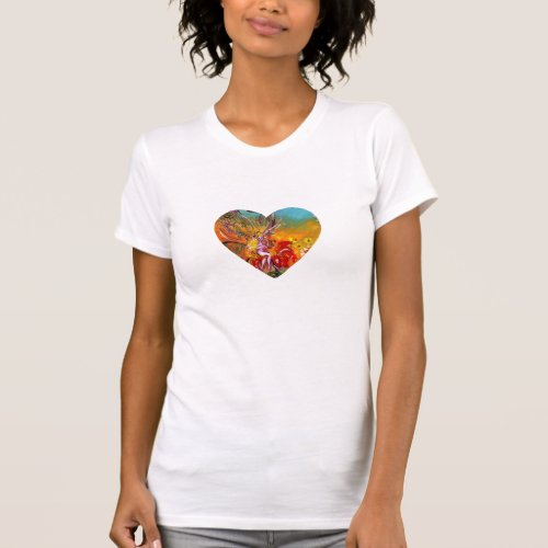 FAIRY OF THE RED FLOWERS Fantasy Heart T_Shirt