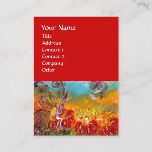 FAIRY OF THE RED FLOWERS Floral Fantasy Business Card