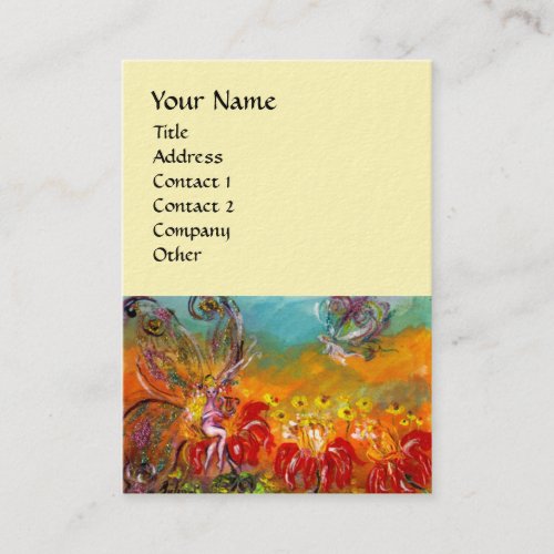 FAIRY OF THE RED FLOWERS Floral Fantasy Ivory Business Card
