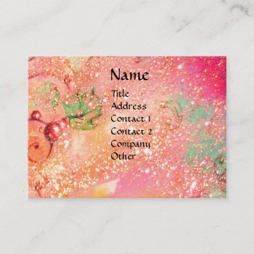 FAIRY OF THE RED FLOWERS IN PINK SPARKLES Fantasy Business Card