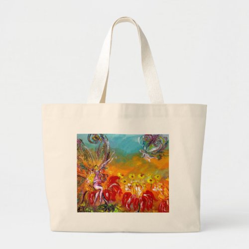 FAIRY OF THE RED FLOWERS LARGE TOTE BAG