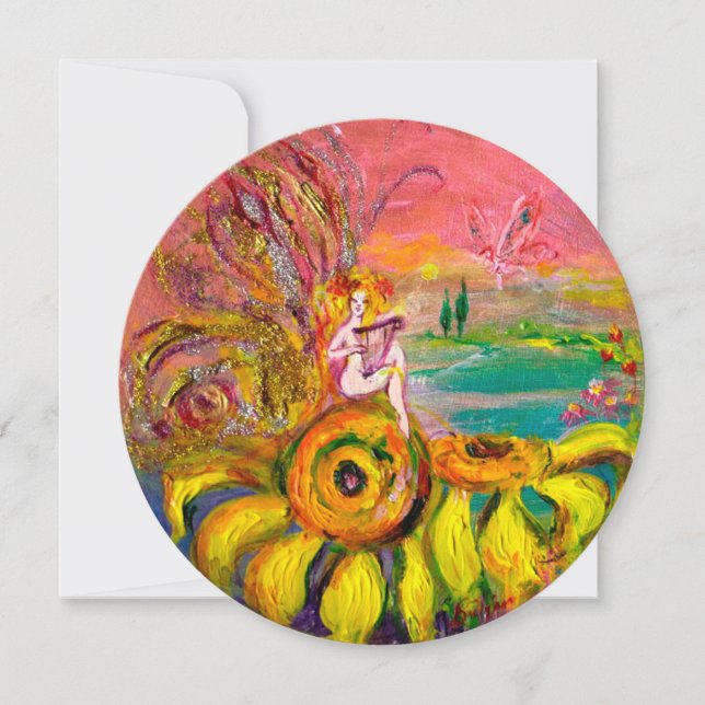 FAIRY OF THE SUNFLOWER yellow orange pink sparkle (Front)