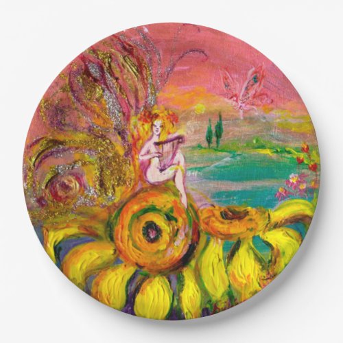 FAIRY OF THE SUNFLOWERS  Fantasy Paper Plates