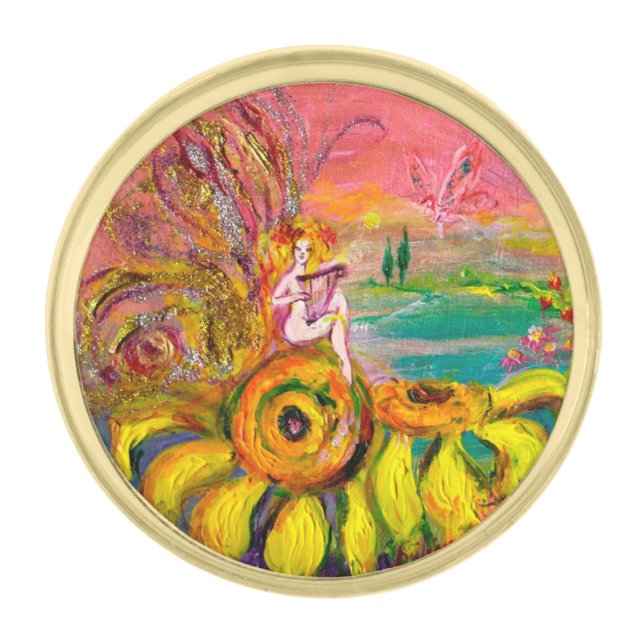 FAIRY OF THE SUNFLOWERS GOLD FINISH LAPEL PIN (Front)
